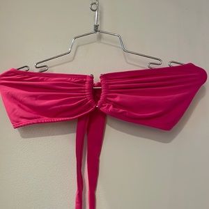 Mika yoga wear Ripple Top: hot pink tie back bandeau bikini top